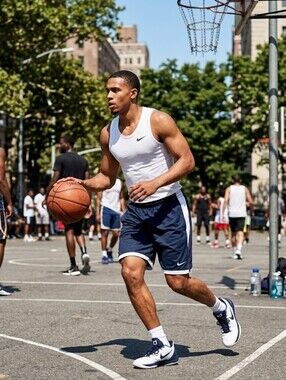 Nike Men’s Navy and White Athletic Basketball Shorts